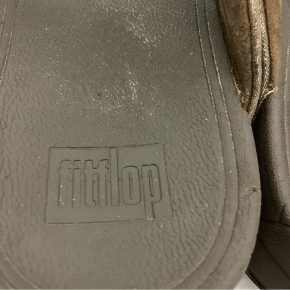 Fitflop Lulu Women’s Bronze Glitter Leather Toe Post Flip Flop - Picture 2 of 8